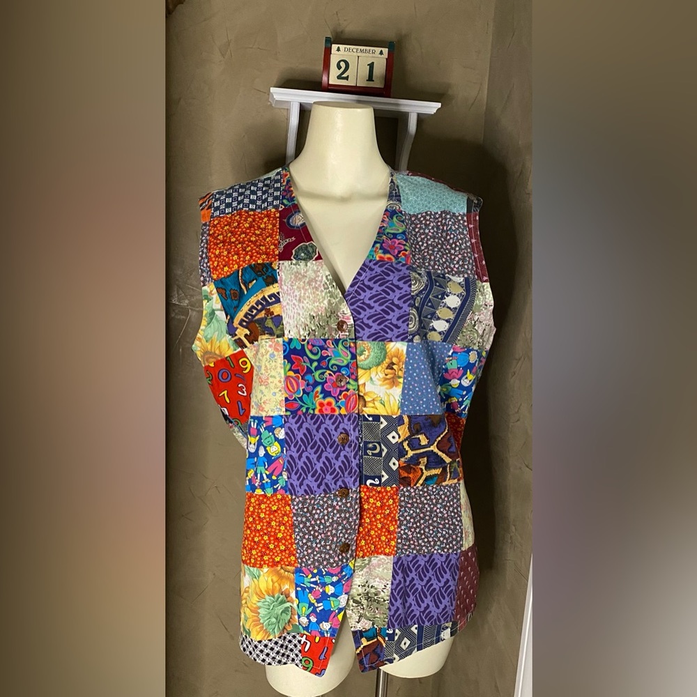 Vintage Handmade Multi Pattern Cotton Patchwork W… - image 1